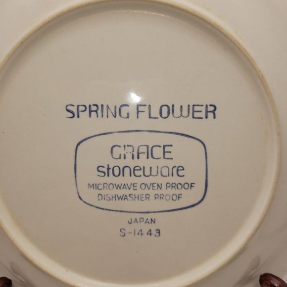 Spring Flower Grace Stoneware Japan Vintage Plate Cottagecore Retro Decor S-1443 - Picture 3 of 9